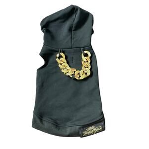 Snoop Doggie Doggs Deluxe Pet Hoodie Off The Chain XS New X-Small Black Gold